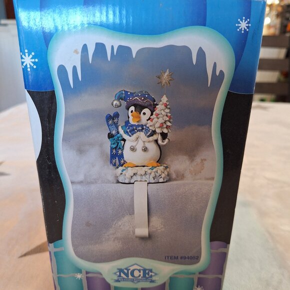 Snow Bundles Ski Penguin Stocking Holder Heavy Two Piece Christmas Winter Sports - Picture 1 of 10